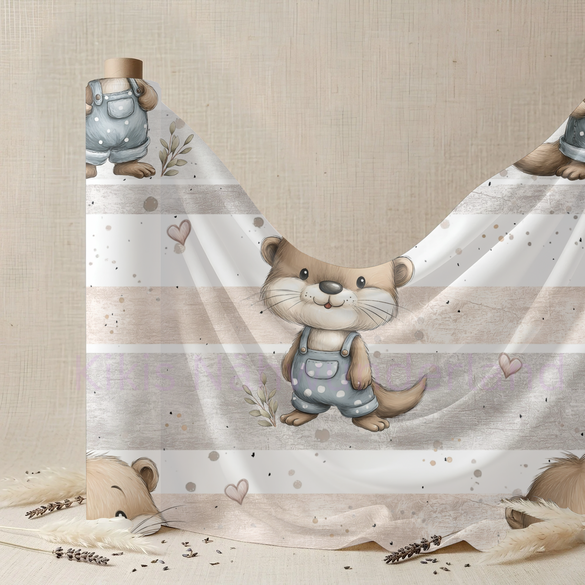 Otter mit Latzhose- Otter, Stoff,Meterware, Eigenproduktion