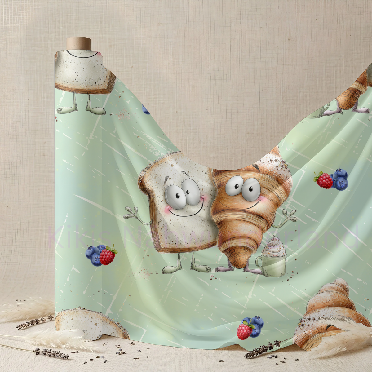 Happy Breakfast- Toast, Früchte, Stoff, Meterware, Eigenproduktion