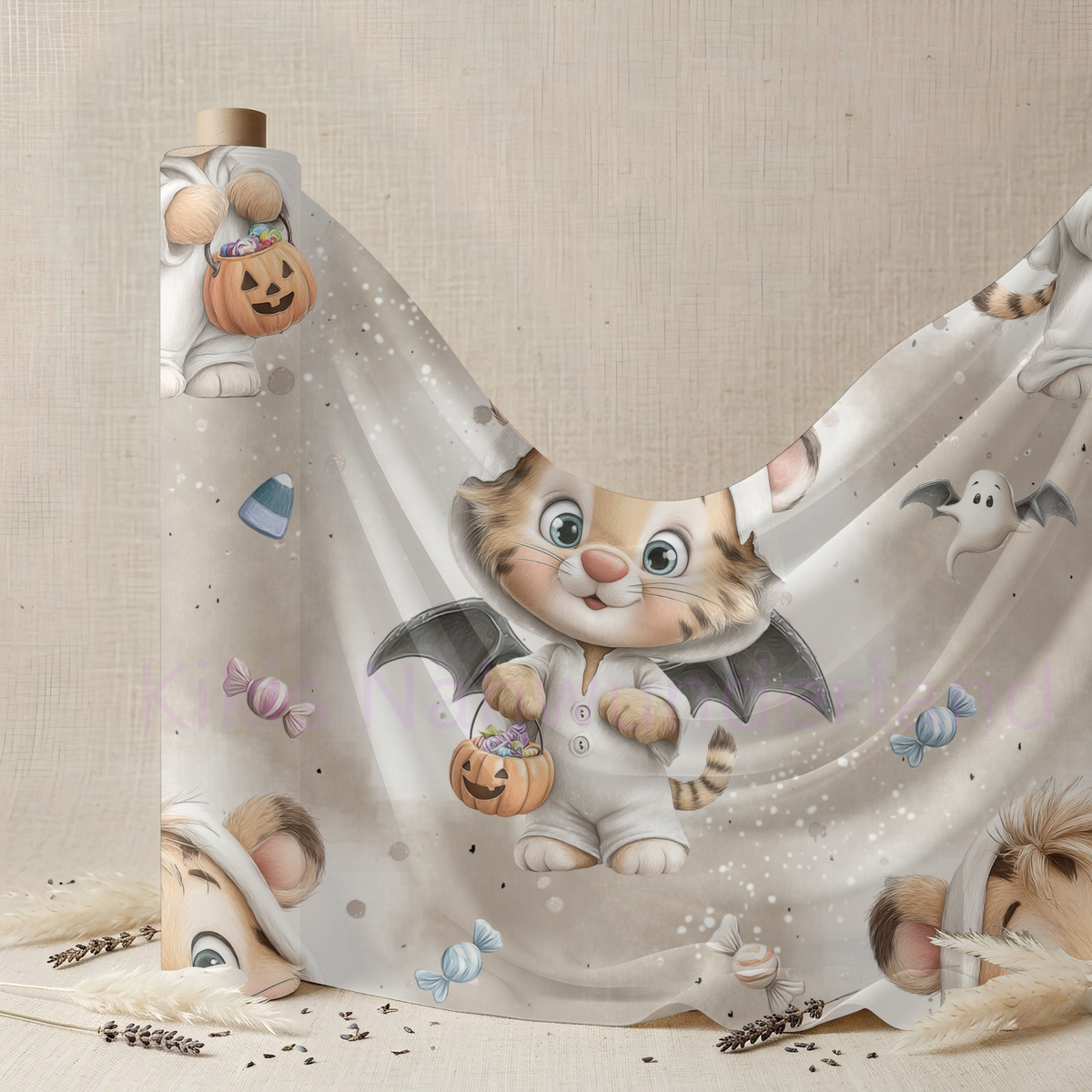 Spooky Tiger- Tiger, Halloween, Stoff, Meterware, Eigenproduktion