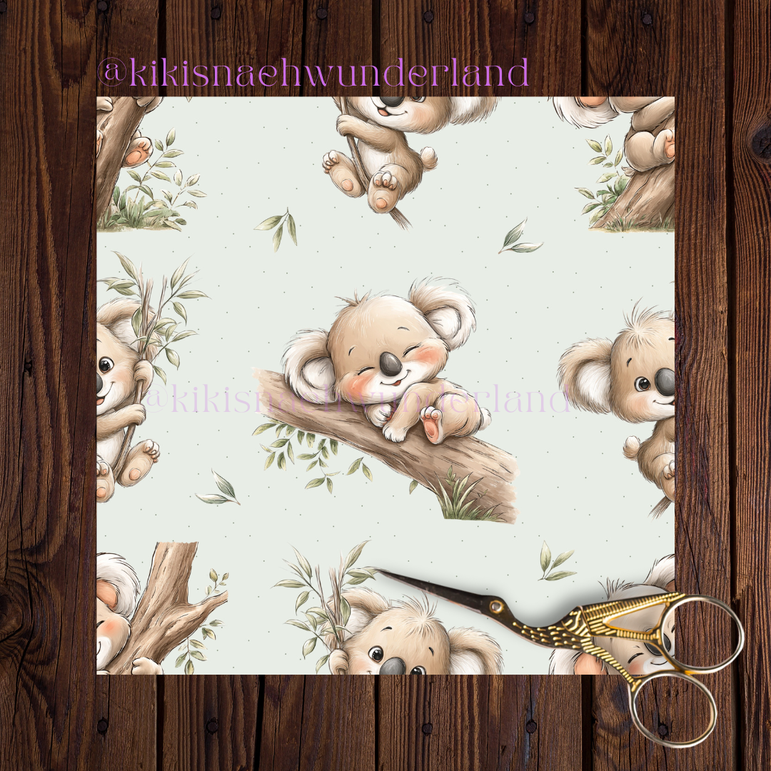 Sleepy Koala- Koala, Stoff, Meterware, eigenproduktion