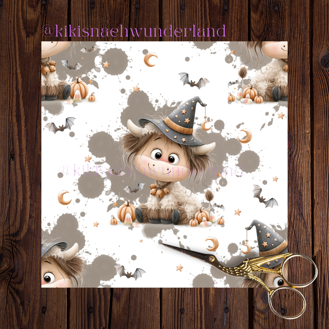 Spooky Beef- Highland Rind, Halloween, Stoff, Meterware, Eigenproduktion