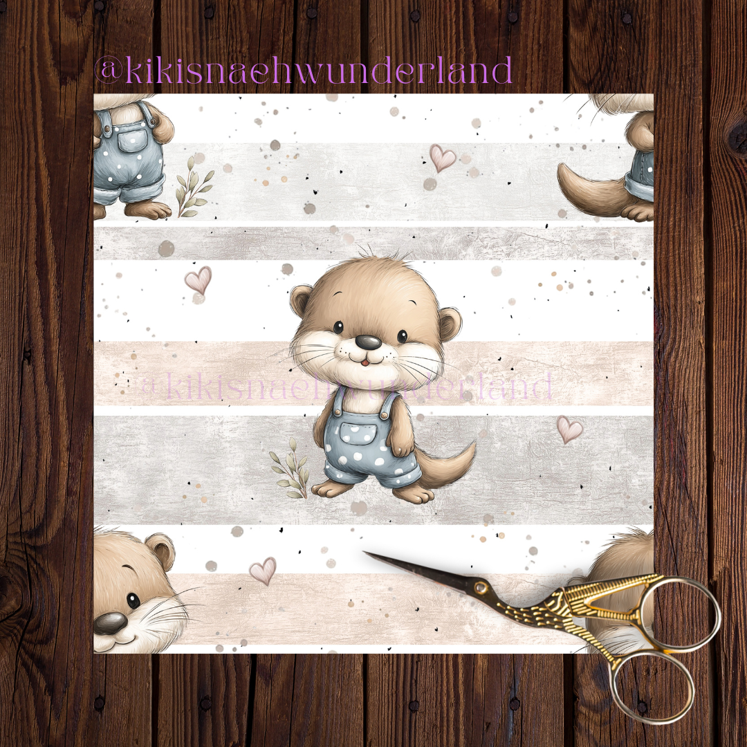 Otter mit Latzhose- Otter, Stoff,Meterware, Eigenproduktion